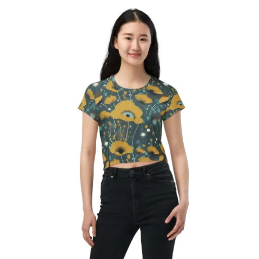 Marigold Nocturne on a Crop Tee