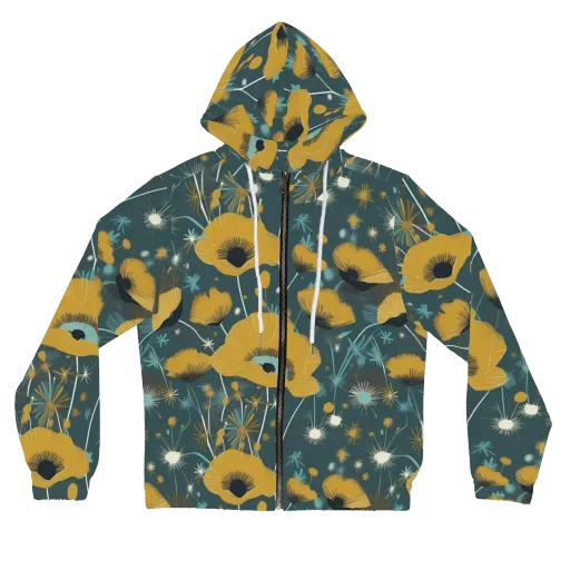 Marigold Nocturne on a Women's Full-Zip Hoodie