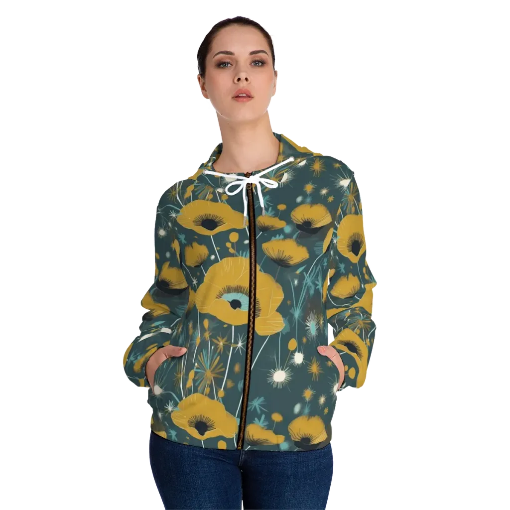 Marigold Nocturne on Women's Full-Zip Hoodie — Front On Person