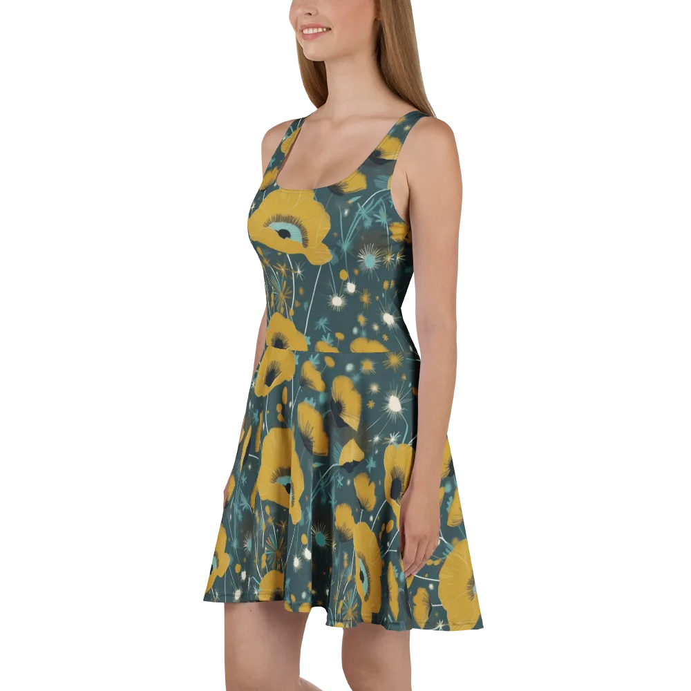 Marigold Nocturne on Skater Dress — Left