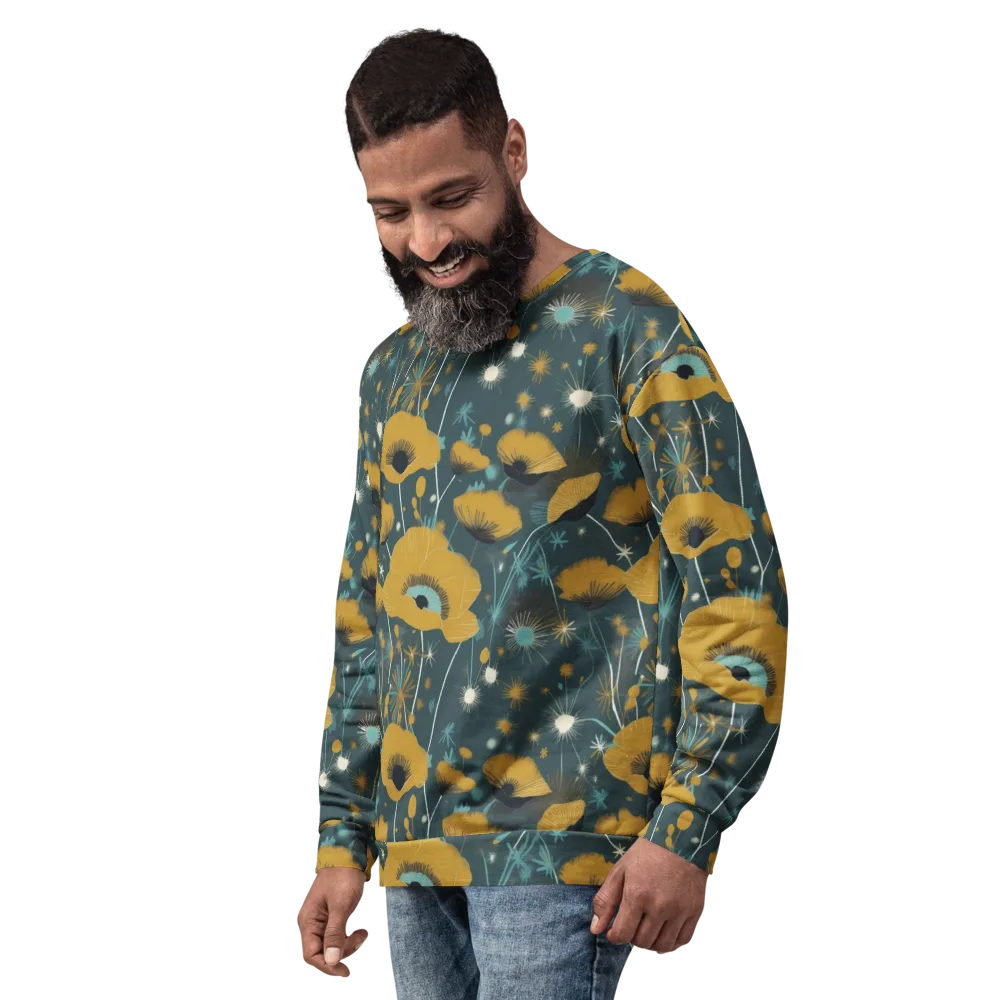 Marigold Nocturne on Sweatshirt — Left Front