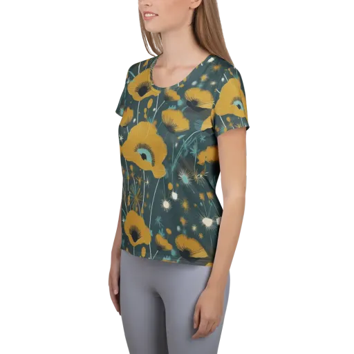 Marigold Nocturne on a Women's Athletic T-Shirt
