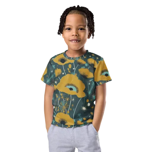 Marigold Nocturne on a Kids Crew Neck T-Shirt
