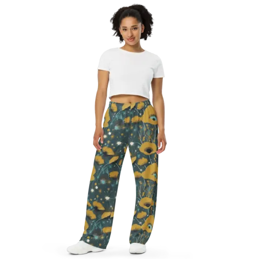 Marigold Nocturne on a Wide-Leg Pants