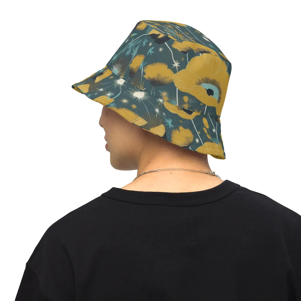 Marigold Nocturne on Reversible Bucket Hat — Back Inside
