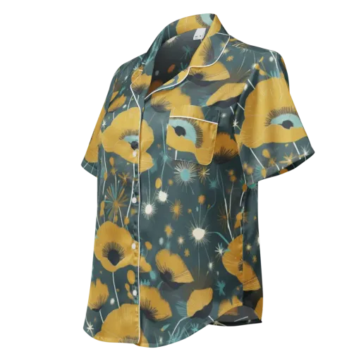 Marigold Nocturne on a Women's Short Sleeve Pajama Top