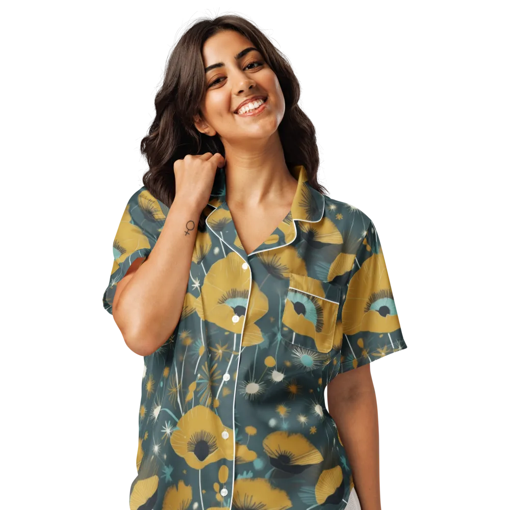 Marigold Nocturne on Women's Short Sleeve Pajama Top — Front