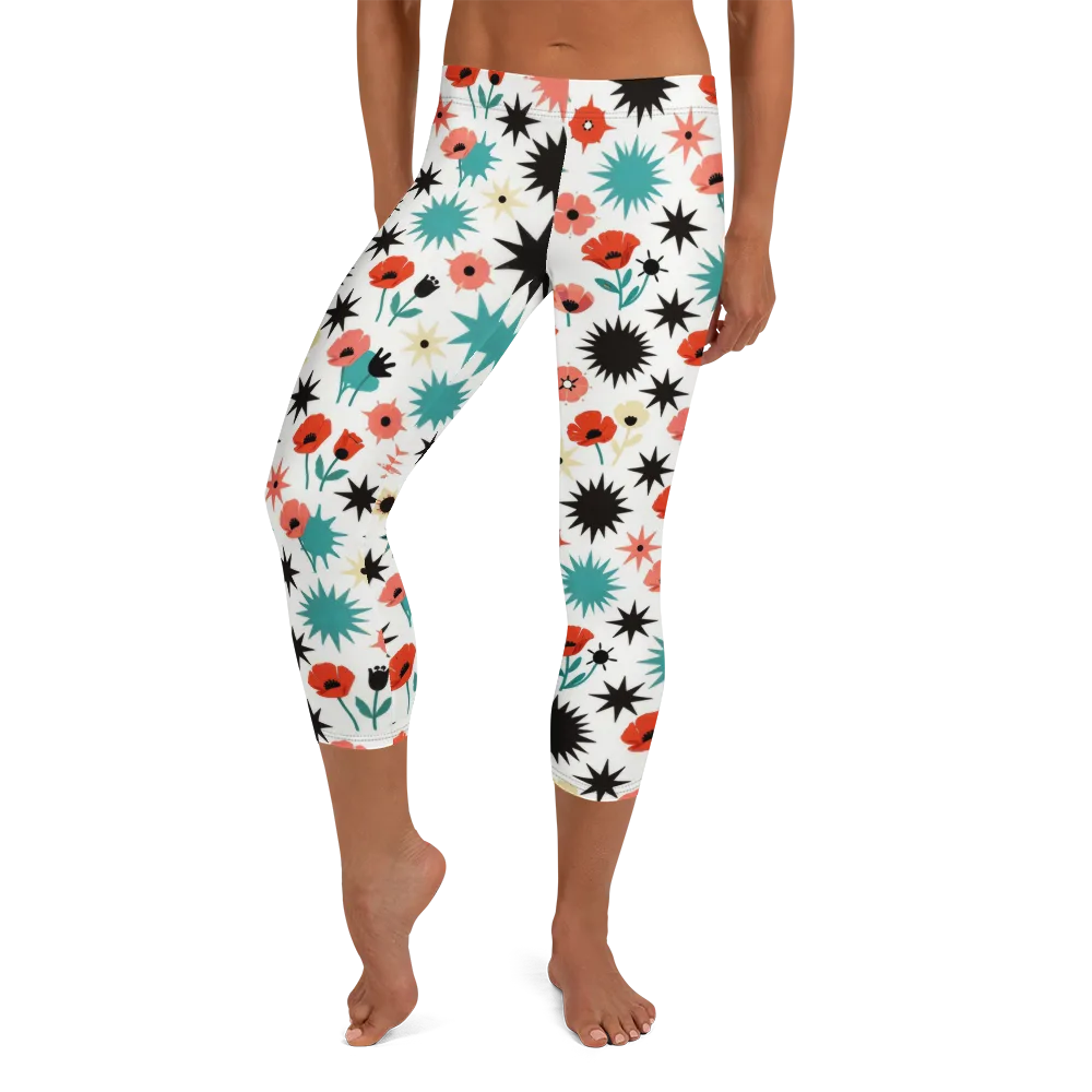 Poppy Starburst on Capri Leggings — Front