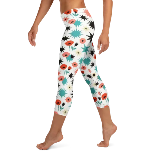 Poppy Starburst on a Capri Leggings