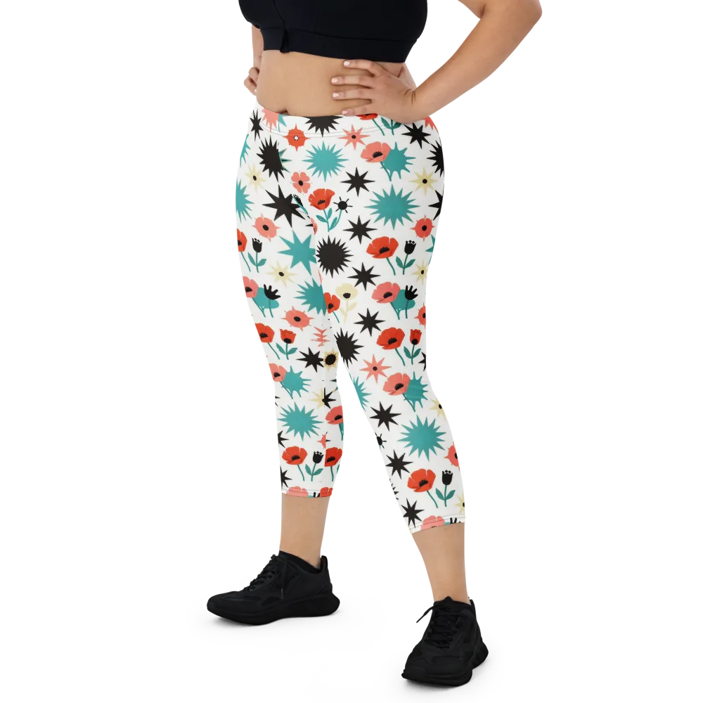 Poppy Starburst on Capri Leggings — Front