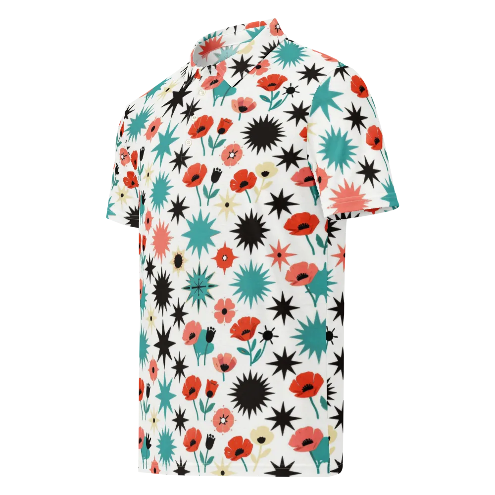 Poppy Starburst on Men's Slim Fit Polo Shirt — Left Front