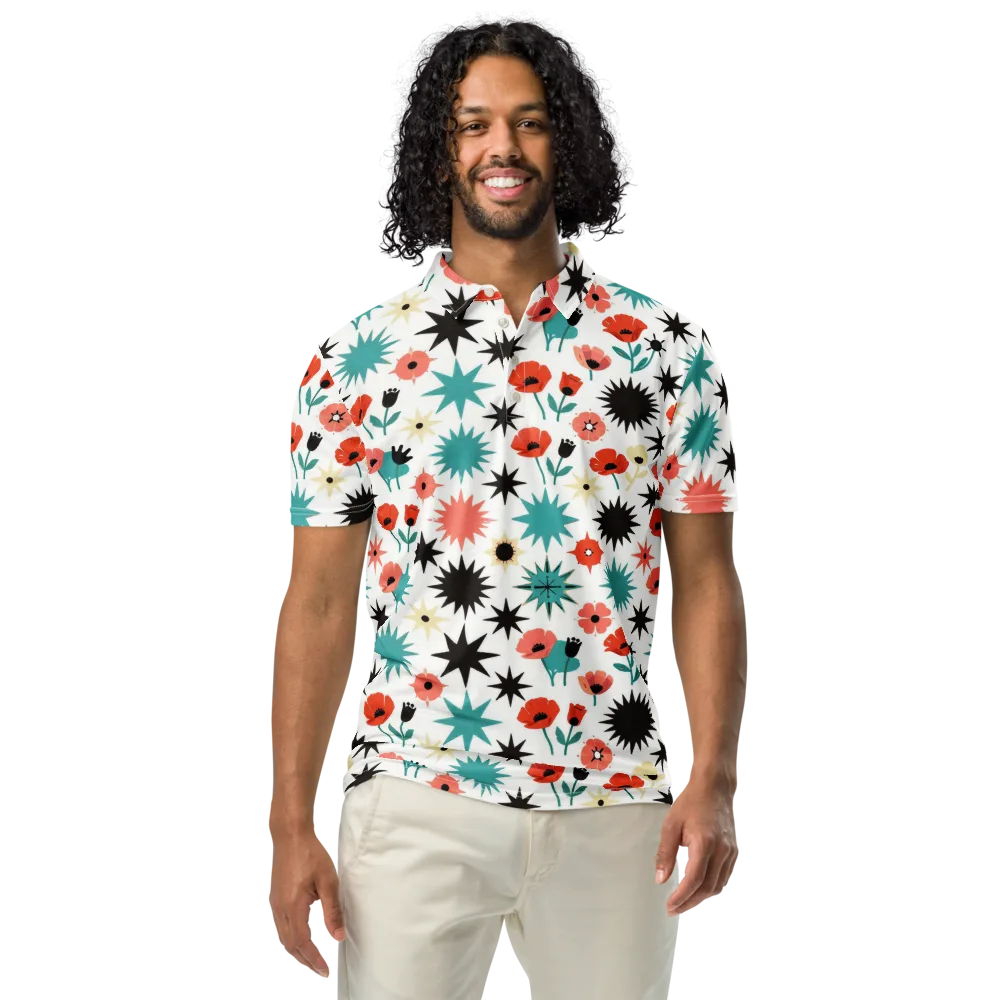 Poppy Starburst on Men's Slim Fit Polo Shirt — Front