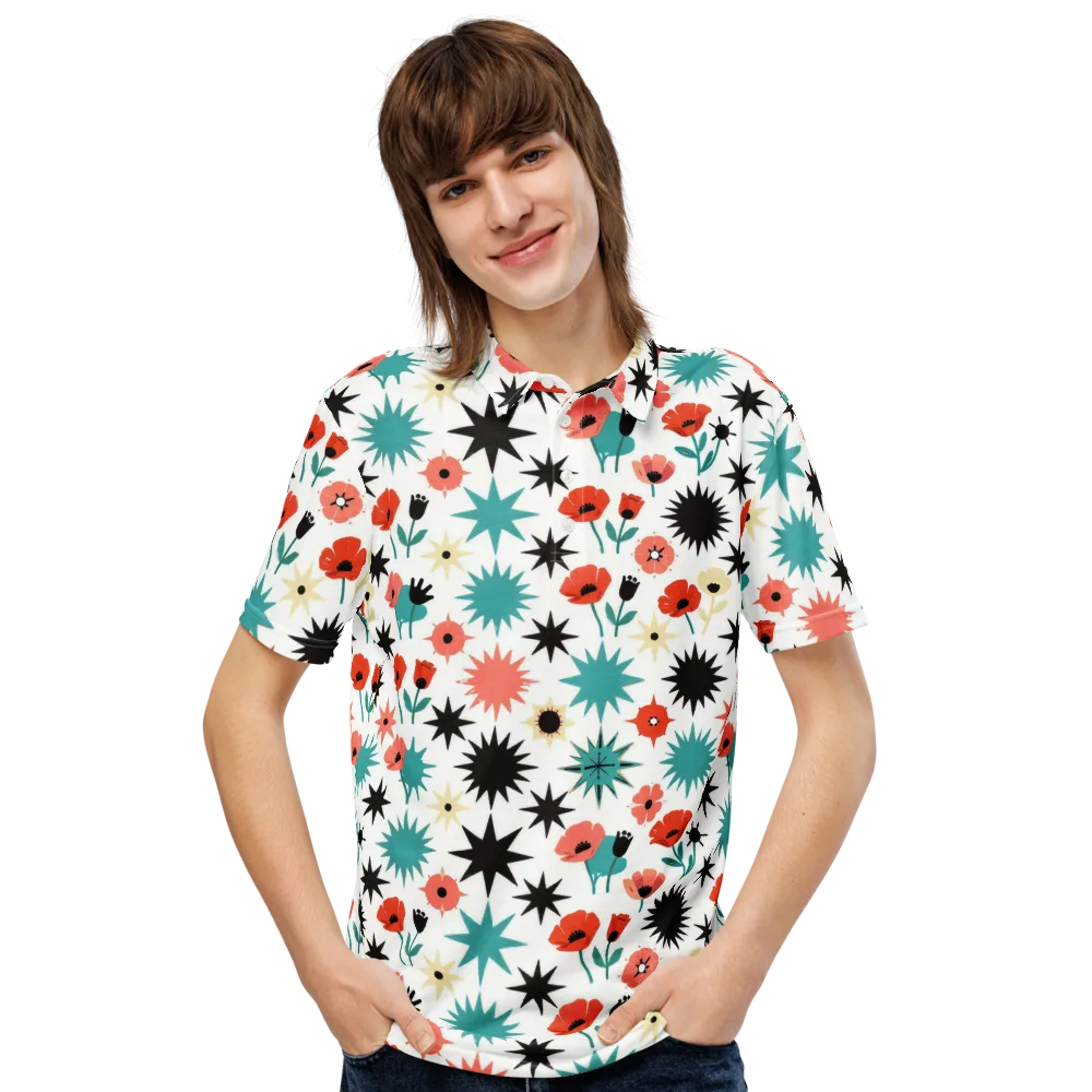 Poppy Starburst on Men's Slim Fit Polo Shirt — Front