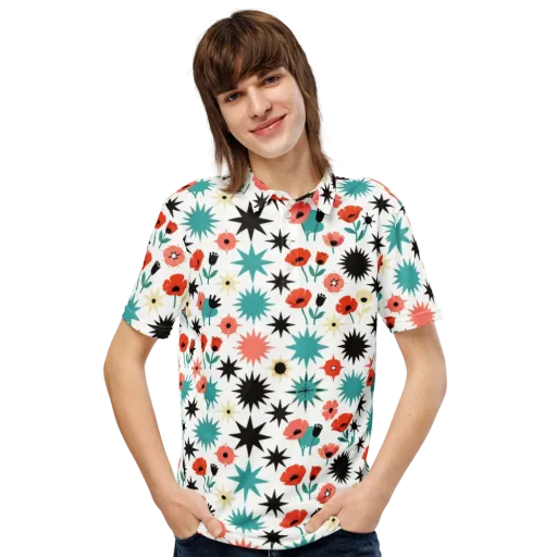 Poppy Starburst on a Men's Slim Fit Polo Shirt