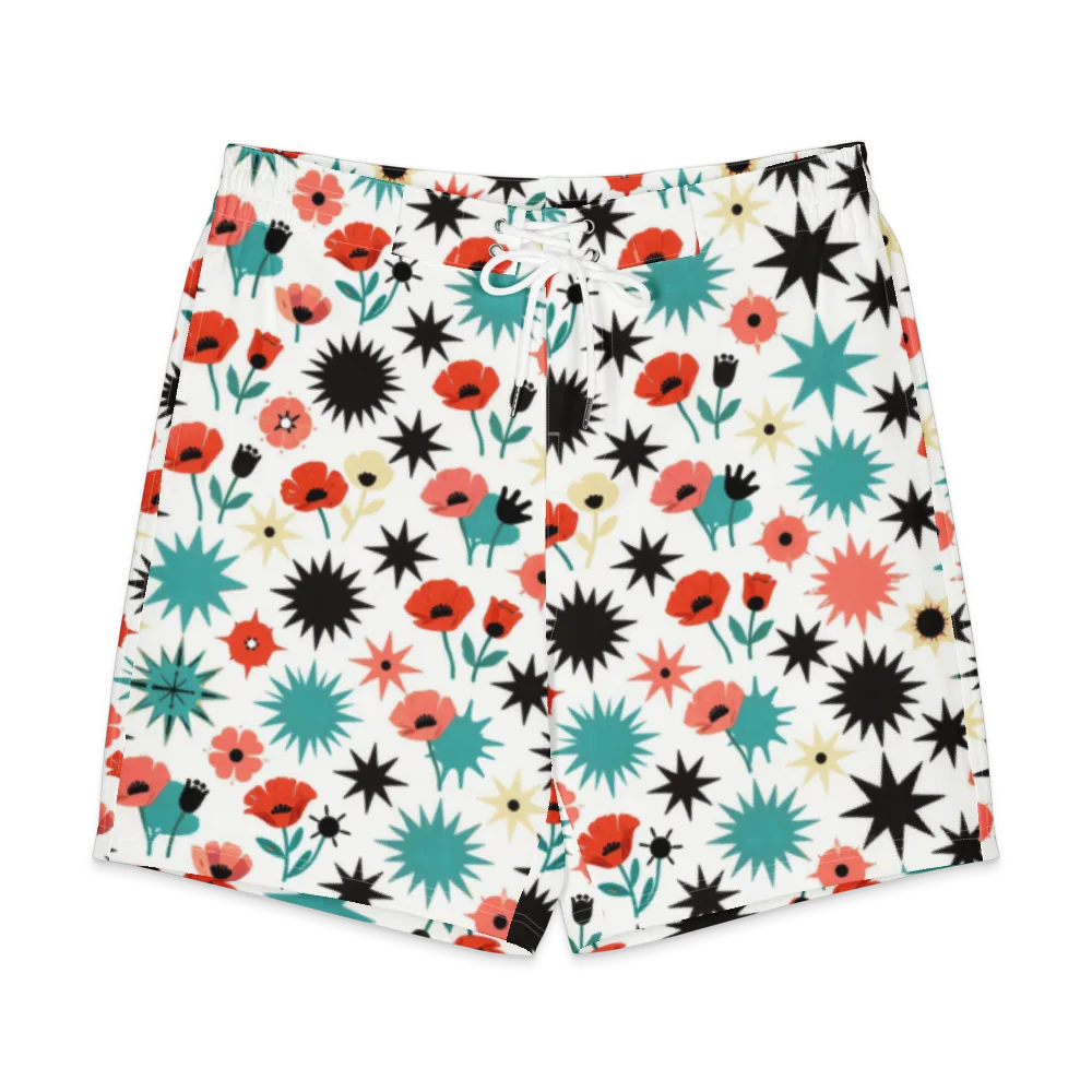 Poppy Starburst on Men's Board Shorts — Front