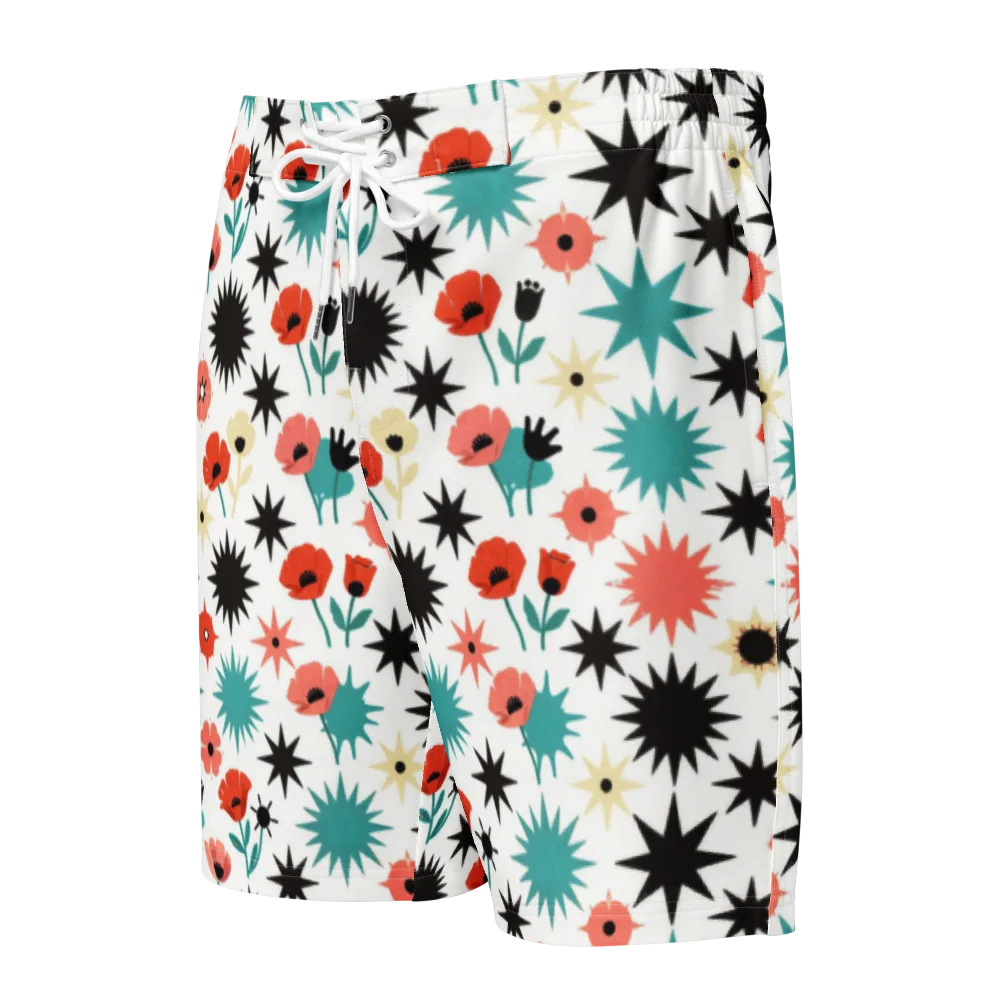 Poppy Starburst on Men's Board Shorts — Front