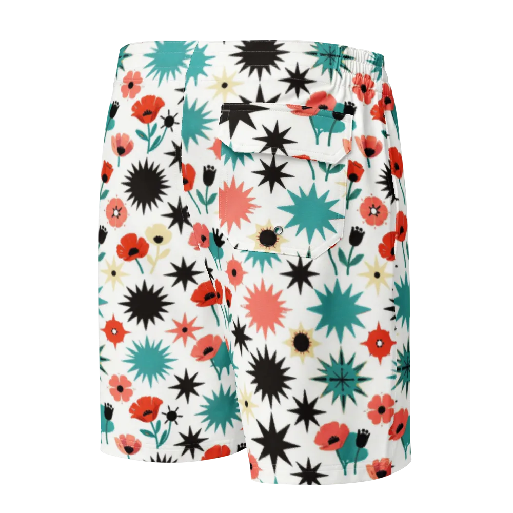 Poppy Starburst on Men's Board Shorts — Back