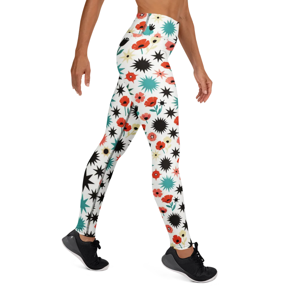 Poppy Starburst on Yoga Leggings — Right