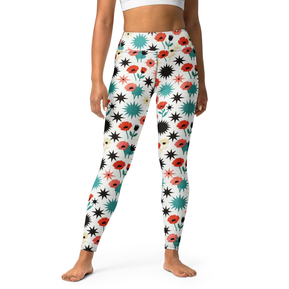 Poppy Starburst on Yoga Leggings — Front