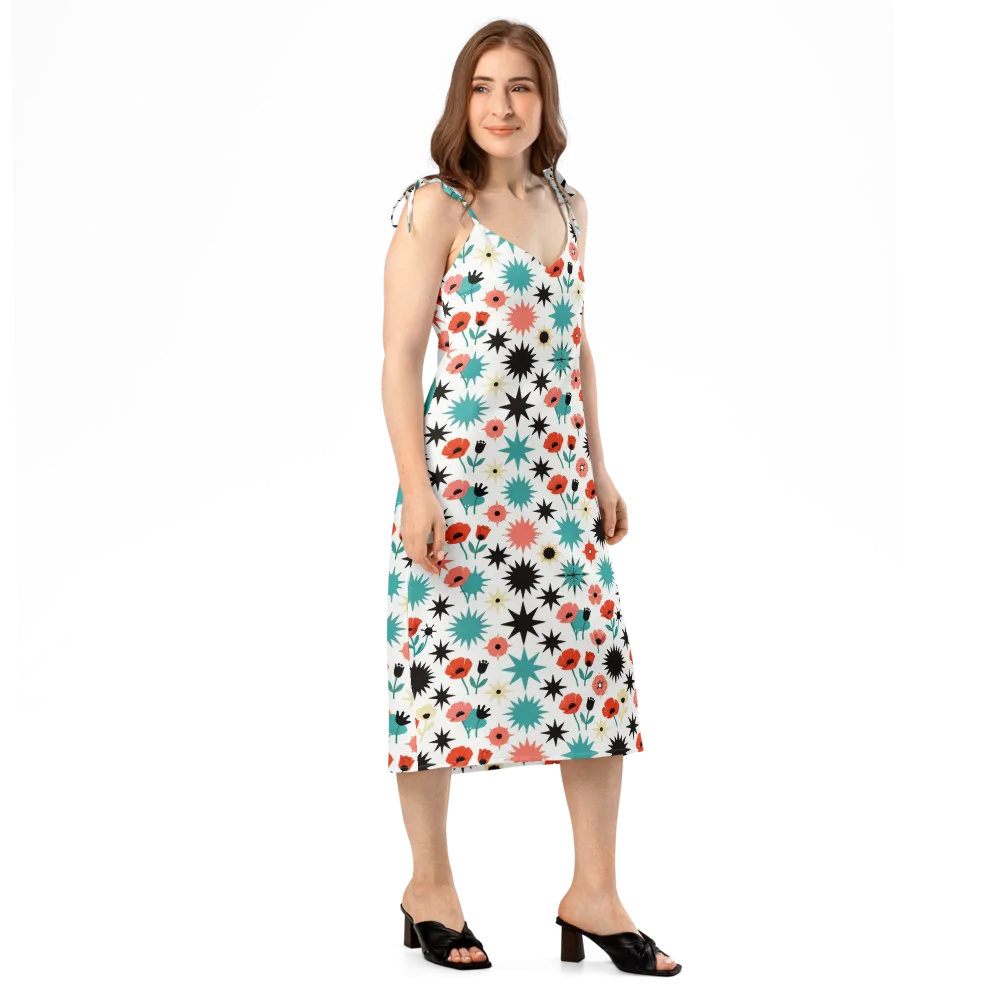 Poppy Starburst on Slip Dress — Right Front