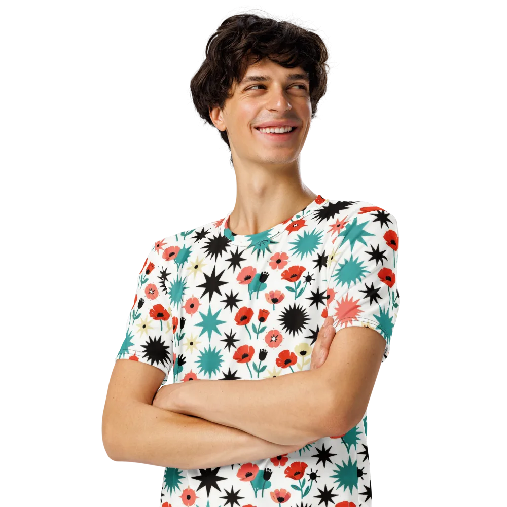 Poppy Starburst on Men's Crew Neck T-Shirt — Left Front
