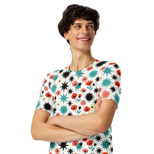 Poppy Starburst on a Men's Crew Neck T-Shirt