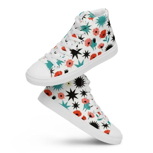 Poppy Starburst on a Men's High Top Canvas Shoes