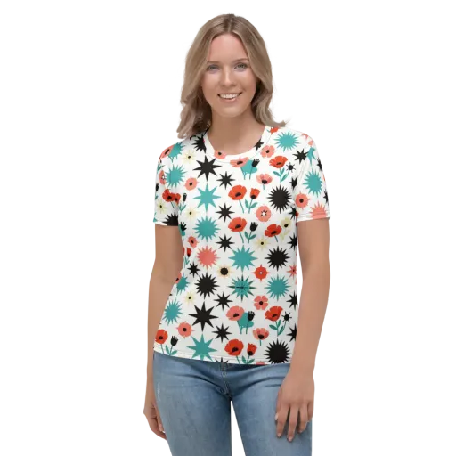 Poppy Starburst on a Women's Crew Neck T-Shirt