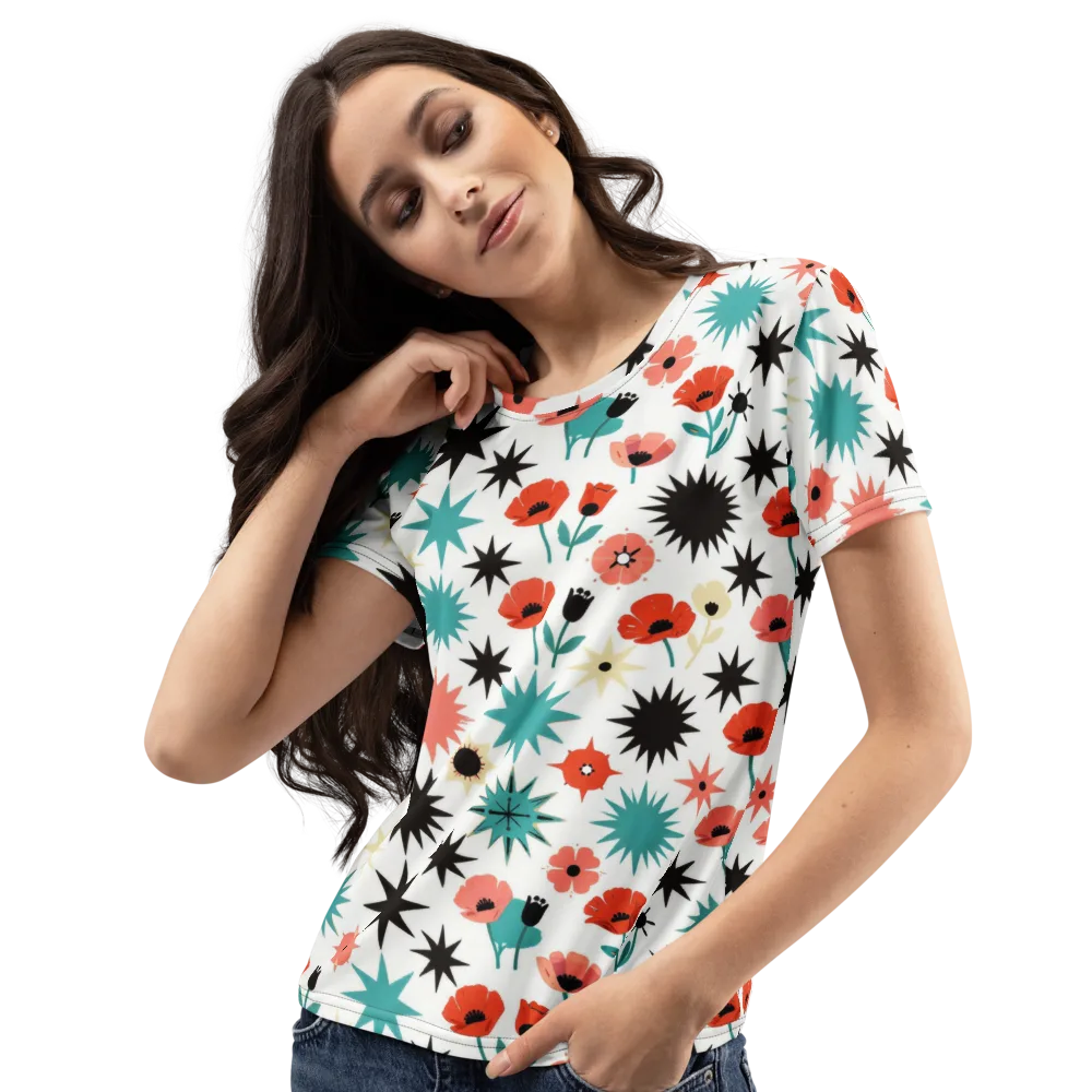 Poppy Starburst on Women's Crew Neck T-Shirt — Left Front