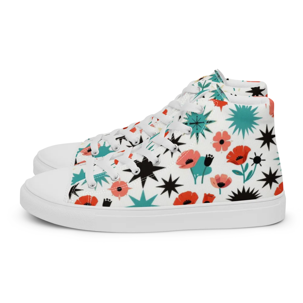 Poppy Starburst on Women's High Top Canvas Shoes — Left