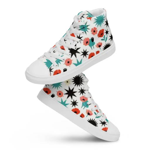 Poppy Starburst on a Women's High Top Canvas Shoes
