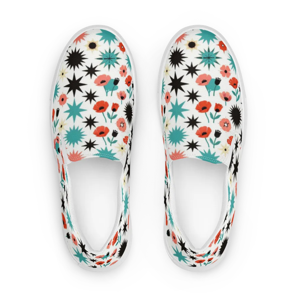 Poppy Starburst on Men's Slip-On Canvas Shoes — Front