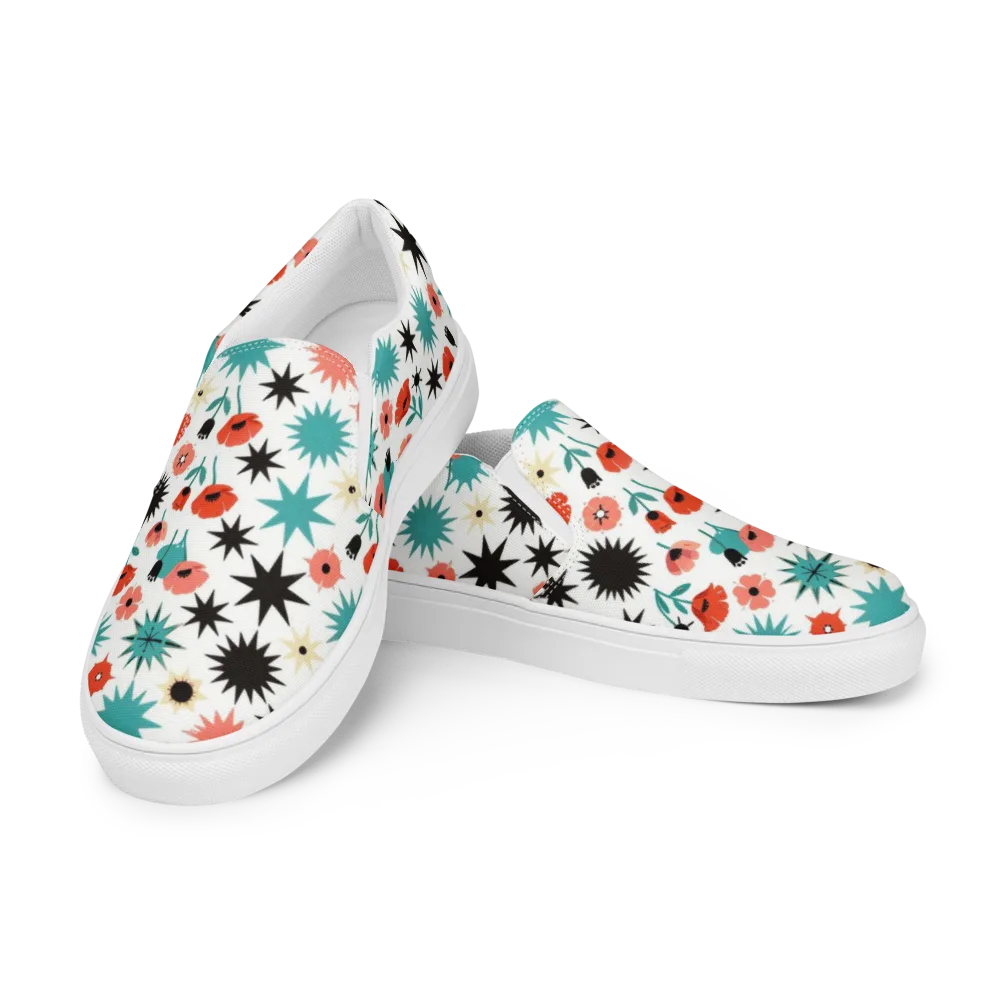 Poppy Starburst on Men's Slip-On Canvas Shoes — Left Front