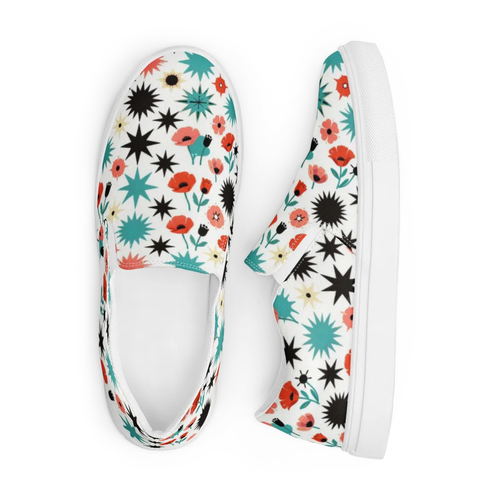 Poppy Starburst on Men's Slip-On Canvas Shoes — Front