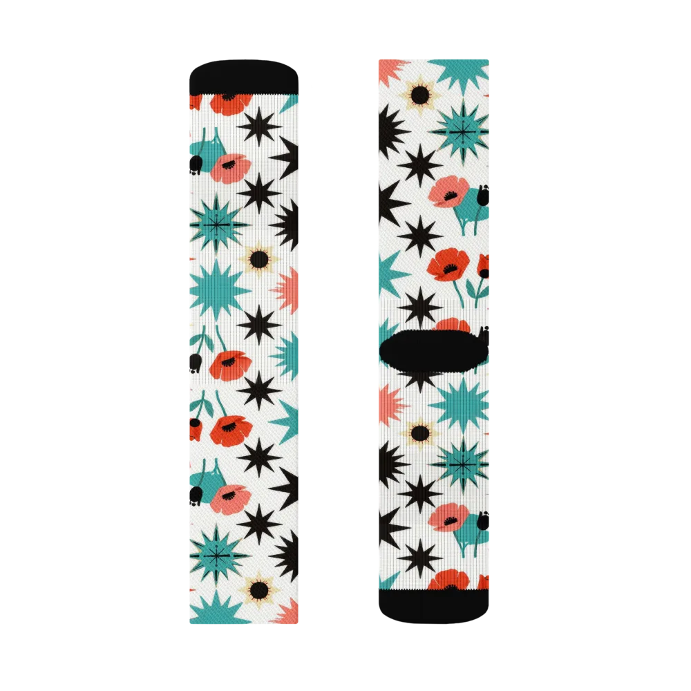 Poppy Starburst on Socks — Right Sock