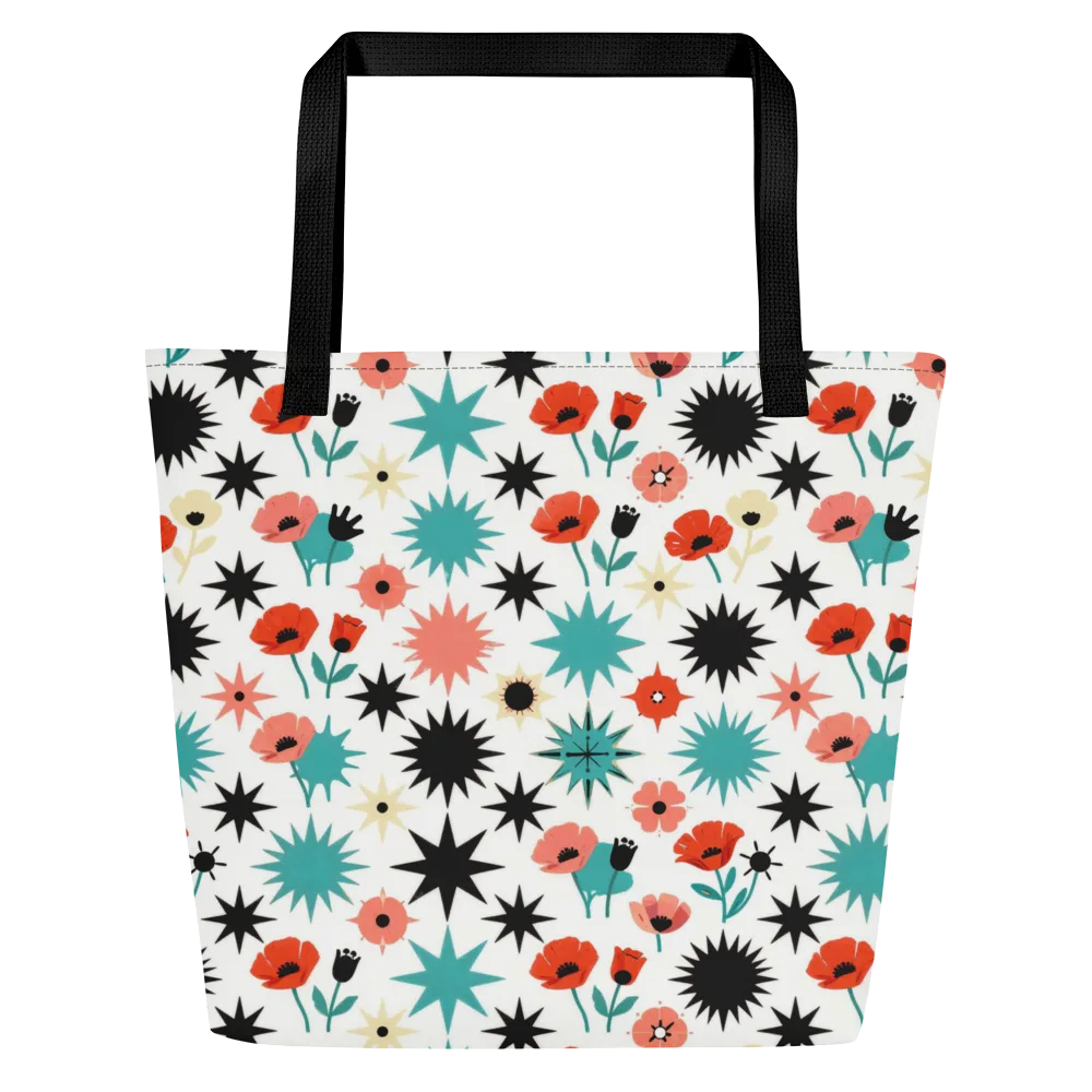 Poppy Starburst on Large Tote Bag W/ Pocket — Front