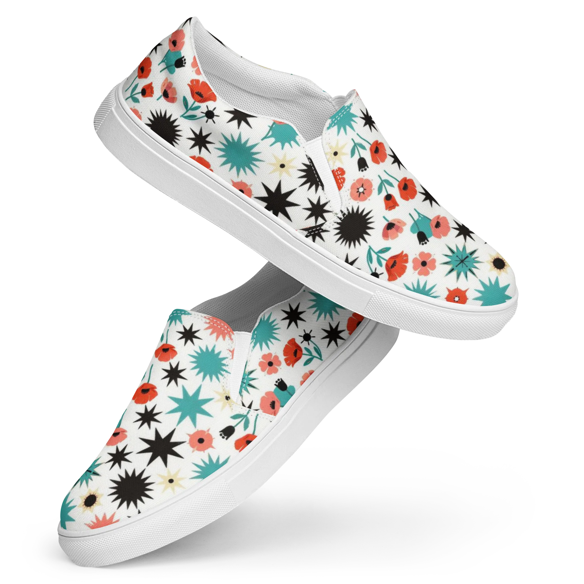 Poppy Starburst on Women's Slip-On Canvas Shoes — Front