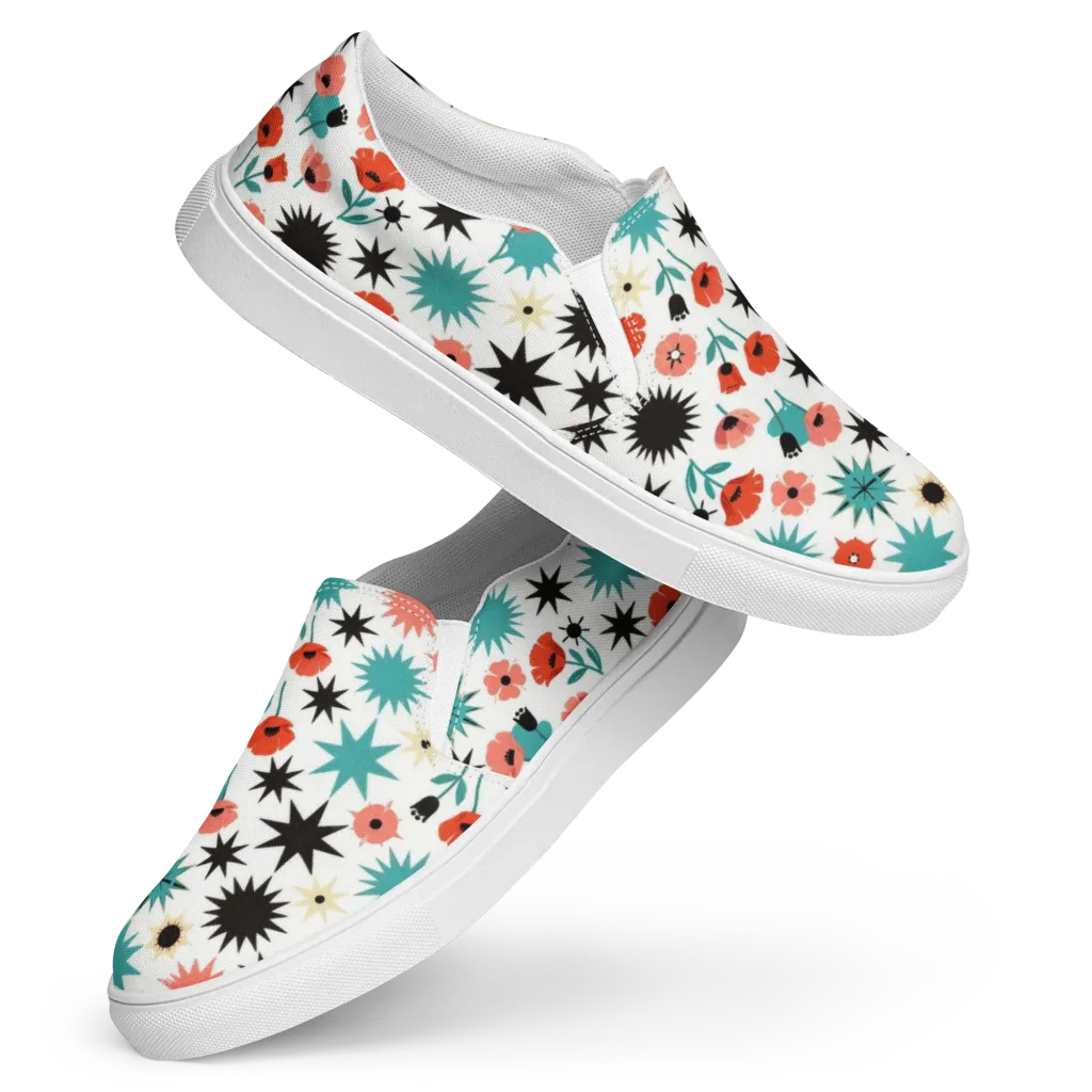 Poppy Starburst on Women's Slip-On Canvas Shoes — Front