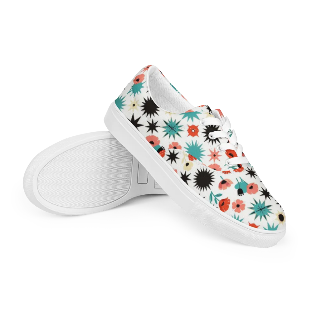 Poppy Starburst on Men's Lace-Up Canvas Shoes — Right Front