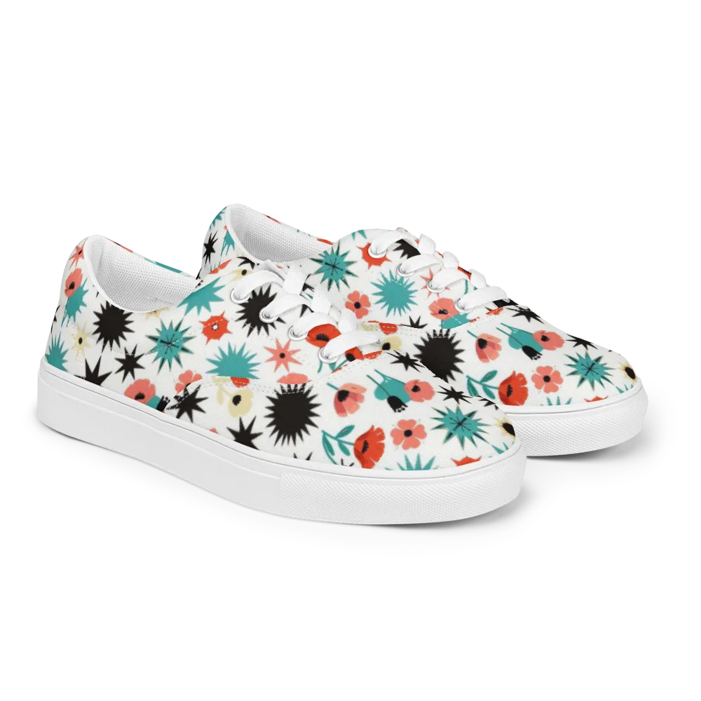 Poppy Starburst on Men's Lace-Up Canvas Shoes — Right Front
