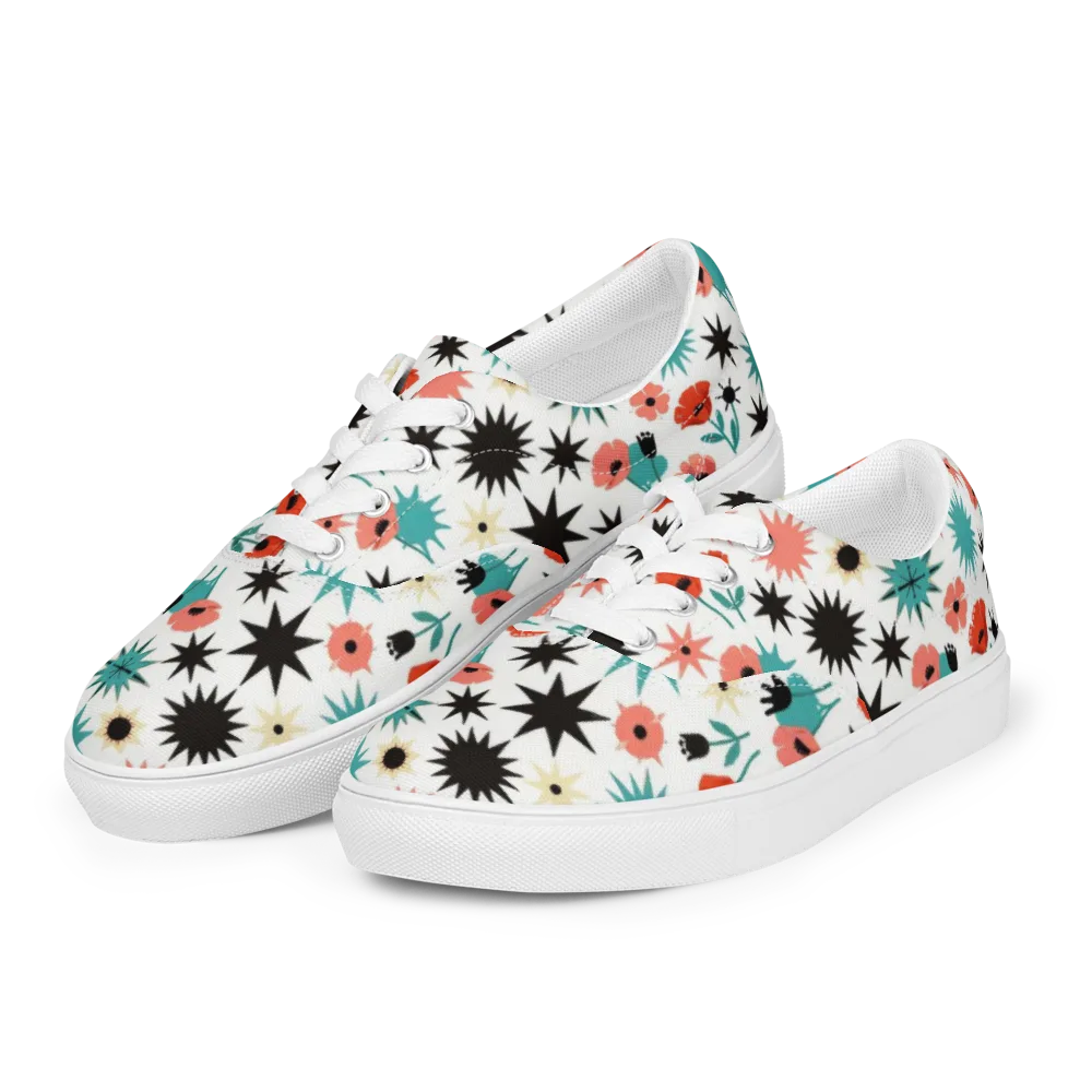 Poppy Starburst on Men's Lace-Up Canvas Shoes — Left Front