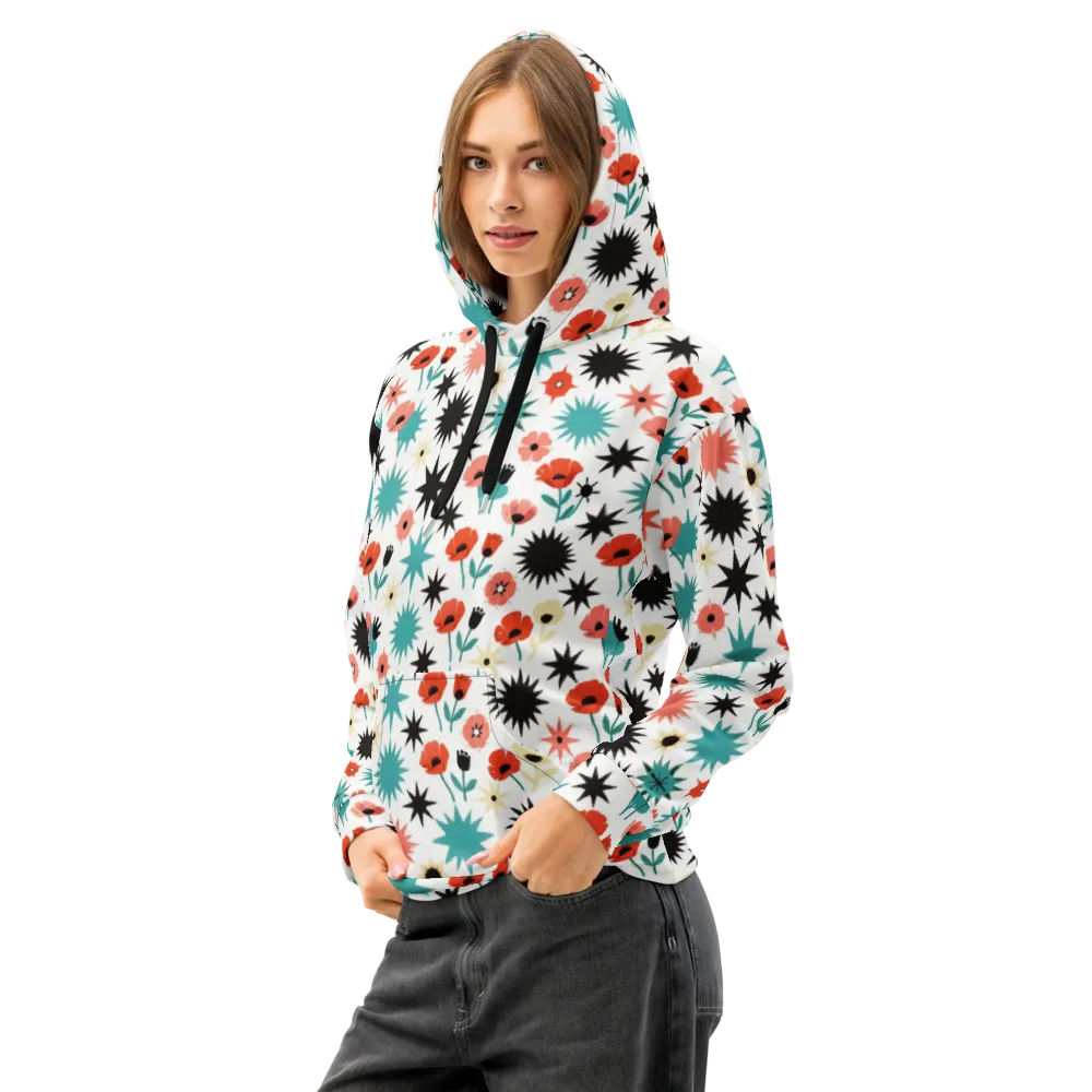 Poppy Starburst on Cotton Hoodie — Left Front