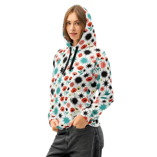 Poppy Starburst on a Cotton Hoodie