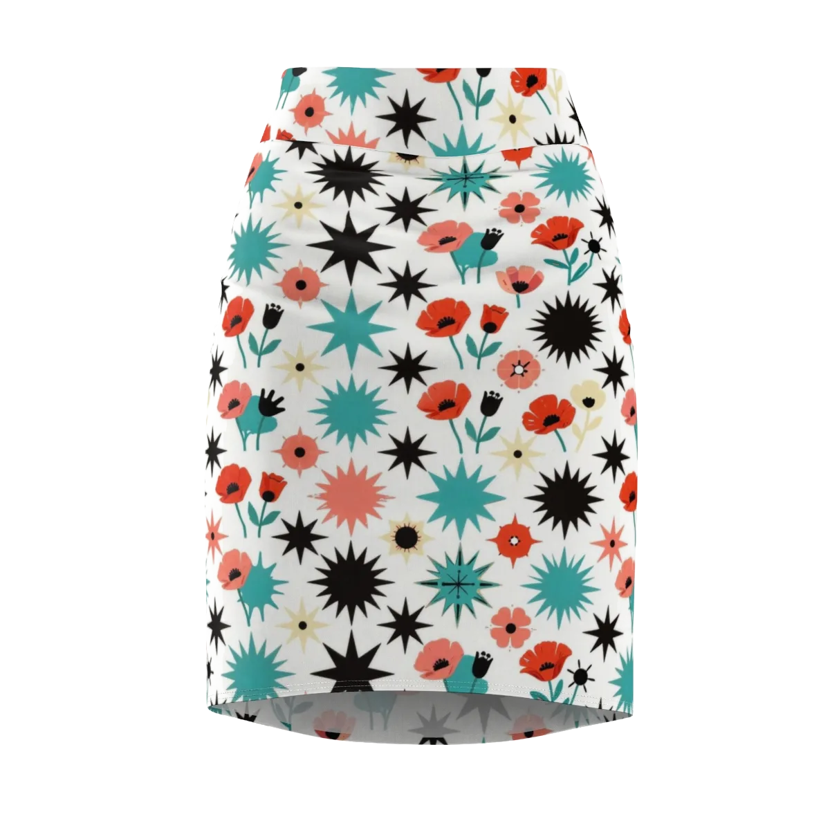 Poppy Starburst on Pencil Skirt — Front
