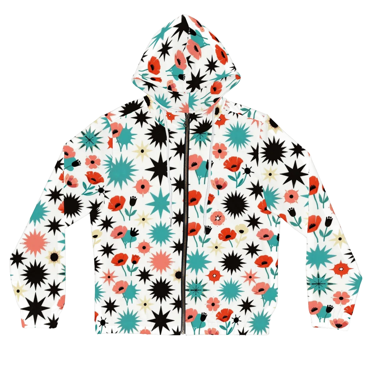 Poppy Starburst on Women's Full-Zip Hoodie — Front