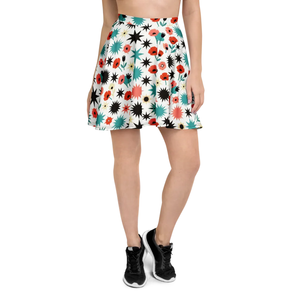 Poppy Starburst on Skater Skirt — Front