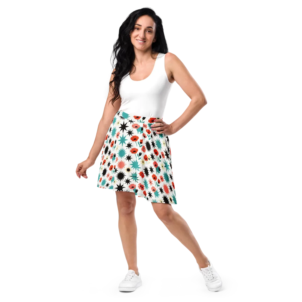Poppy Starburst on Skater Skirt — Front