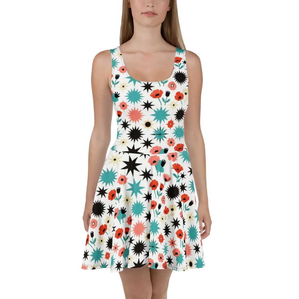 Poppy Starburst on Skater Dress — Front