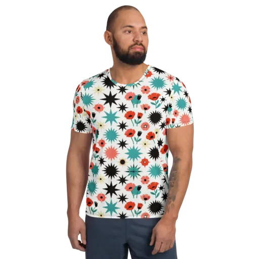 Poppy Starburst on a Men's Athletic T-Shirt