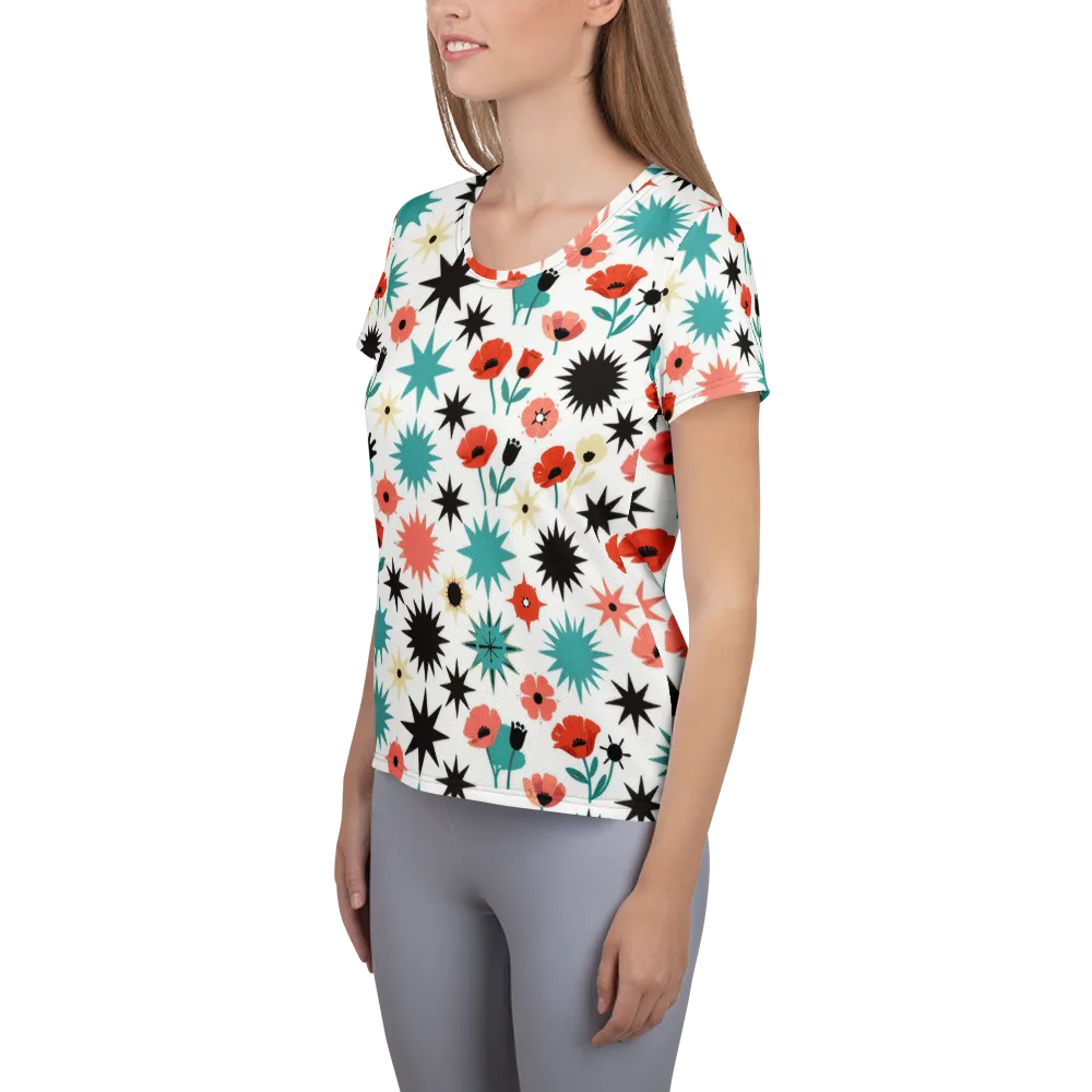 Poppy Starburst on Women's Athletic T-Shirt — Left